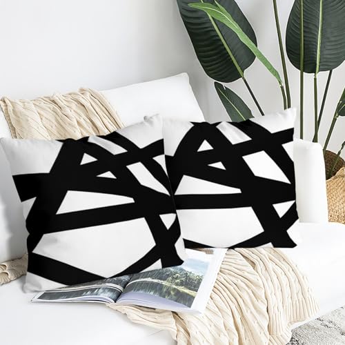 Nezweld Black and White Striped Throw Pillow Covers, 18x18 Inch Set of 2