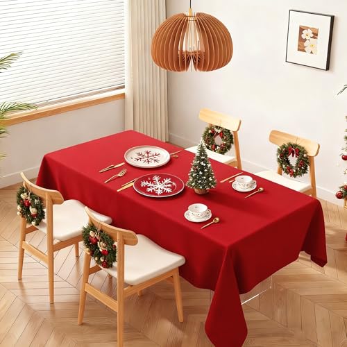 Red Plastic Tablecloth 54x108 Inch 2 Pack Disposable Rectangular Cover for Parties