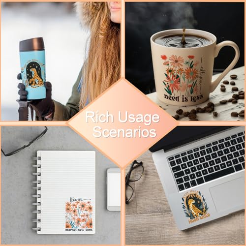 12PCS Boho Retro Flower UV DTF Stickers for Mugs & Tumblers