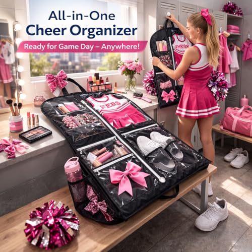 40" Water Resistant Cheer Garment Bag for Girls with 4 Pockets