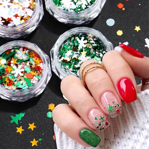 Christmas Nail Art Glitter Sequins 6-Box Winter Snowflake Design
