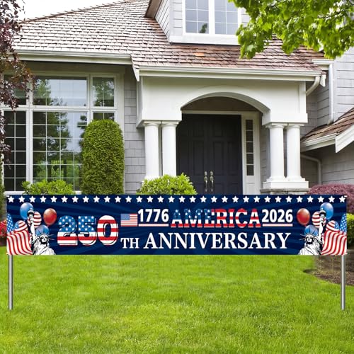 Patriotic 250th Anniversary Banner 120" x 20" for Celebrations
