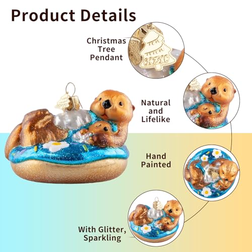 Glass Sea Otter Christmas Ornament - Hand-Painted Holiday Tree Decoration