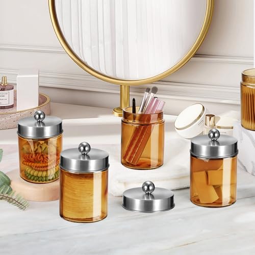 Amolliar Vintage Bronze Glass Apothecary Jars - 2 Pack