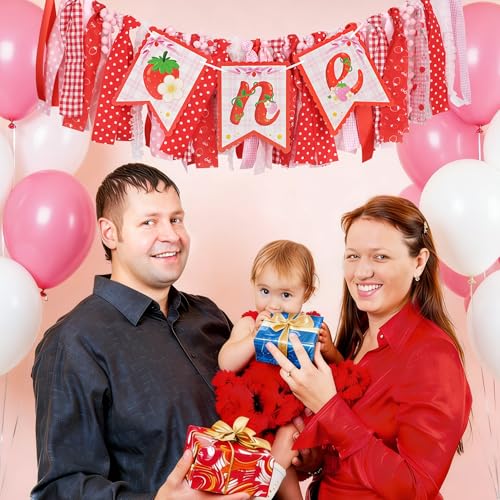 Strawberry 1st Birthday High Chair Banner - Sweet One Decor