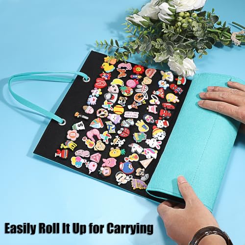 JUXYES Shoe Charms Organizer, Wall Hanging Felt Display Holder - Black