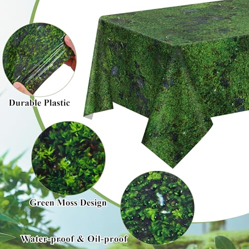 Kochorie Green Moss Plastic Tablecloths - 108 x 54 Inch, 2 Pack