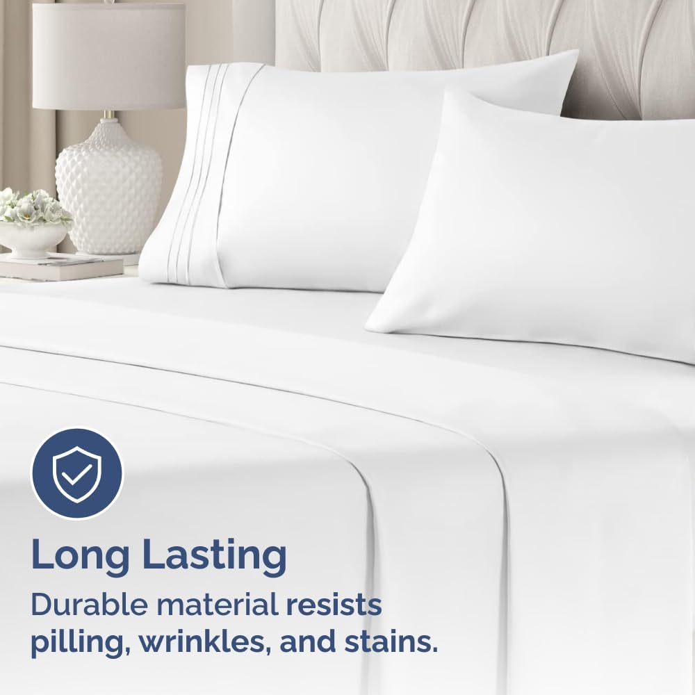 Queen Pillow Cases by LuxeHome | Ultra Soft Hotel Quality | Wrinkle-Free, Stain & Fade Resistant - 4 Piece Set in White