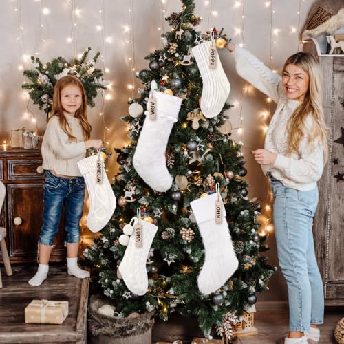 5-Pack Christmas Knit & Plush Stockings Set - White, 15 & 18 Inch Variations