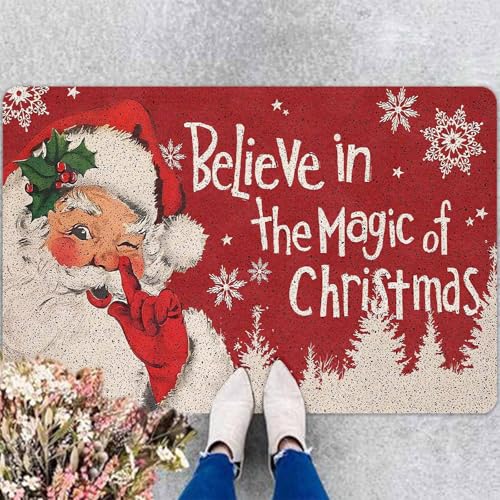 Christmas Doormat with Santa Claus Design | 16" x 24" Non-Slip Mat