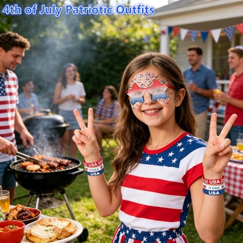 4th of July Silicone Bracelets - 6 Pack Patriotic Wristbands