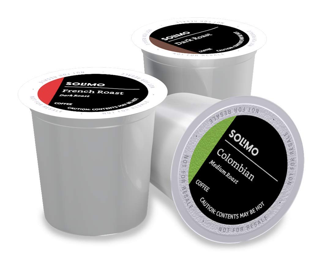 Solimo Coffee Pods - Assorted Flavors (French, Dark, Colombian) | Compatible with Keurig 2.0, 100 Count