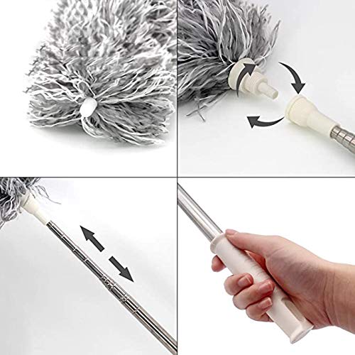 KPOKPO 100-Inch Extendable Microfiber Duster with Telescopic Pole