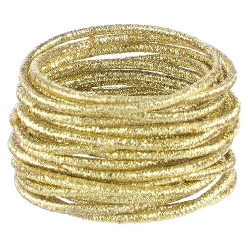 Macuezu 50 PCS Gold Hair Ties - No Damage Elastic Shiny Ponytail Holders
