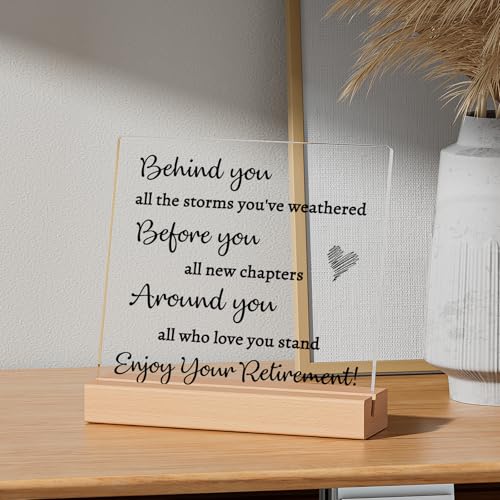 Elegant Retirement Gift Acrylic Desk Decor with Wood Stand