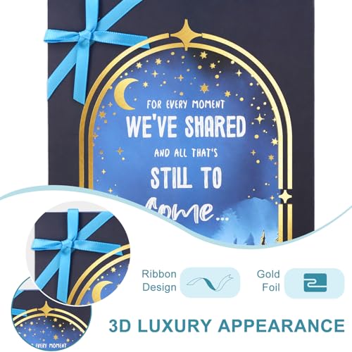 Romantic Happy Birthday Card for Husband or Wife with Gold Foil Ribbon