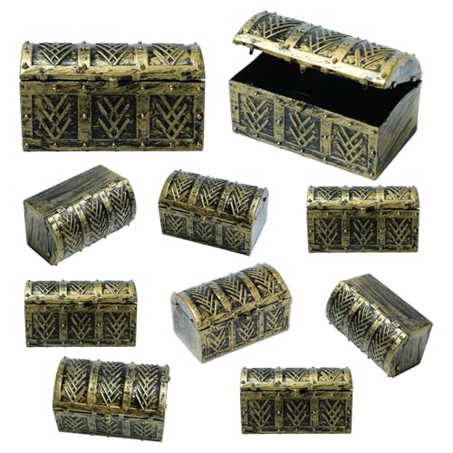 10 Pcs Mini Pirate Treasure Chests - Vintage Style Plastic Party Favors