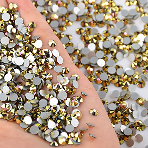 QIMYAR 1440 Pcs Gold Flat Back Glass Rhinestones Mixed Sizes SS4-SS20