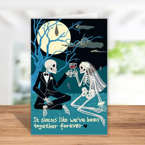 Funny Skeleton Couple Halloween Anniversary Card - Gothic Love Greeting