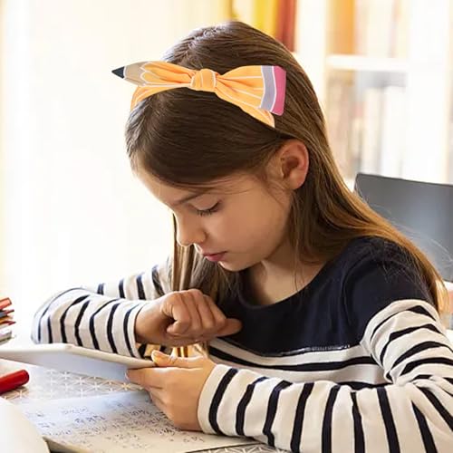 Ecuupas Yellow Pencil Bow Headband Back to School Hair Accessory