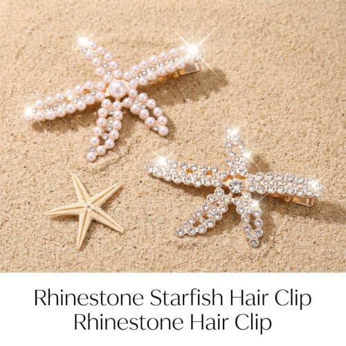 5-Piece Starfish Pearl Crystal Hair Clips Beach Wedding Hair Accessories