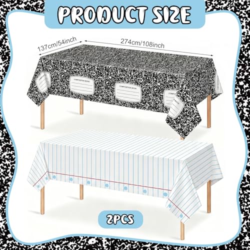 ORNALES Back to School Disposable Tablecloths - Composition Notebook Theme
