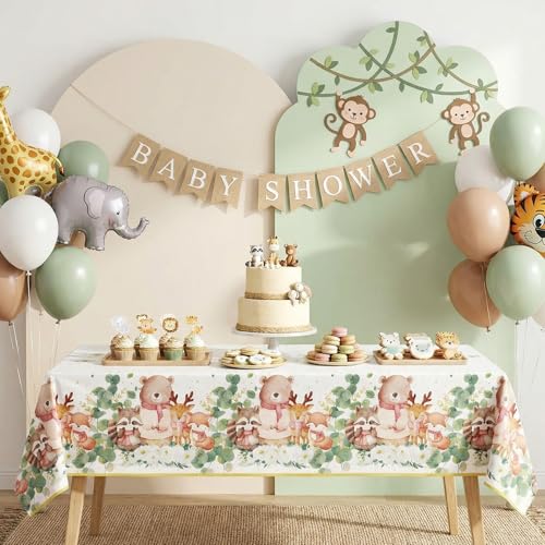 3 Pack Eucalyptus Leaves Baby Shower Tablecloths - 54x108 In