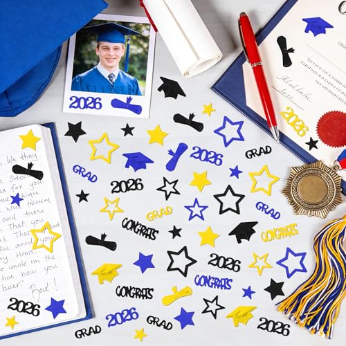 Graduation Confetti 2026 - 2000PCS Blue Gold Black Table Decor