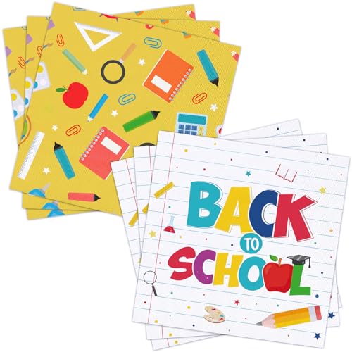 80 Back-to-School Napkins | Cute Pencil & Crayon Designs