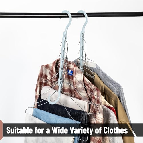 Space Saving Clothes Hangers Set of 12 with Rotating Hooks, Pastel Colors