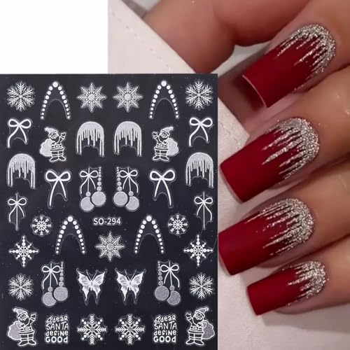 Christmas 3D Self-Adhesive Nail Art Stickers Decals 6 Sheets
