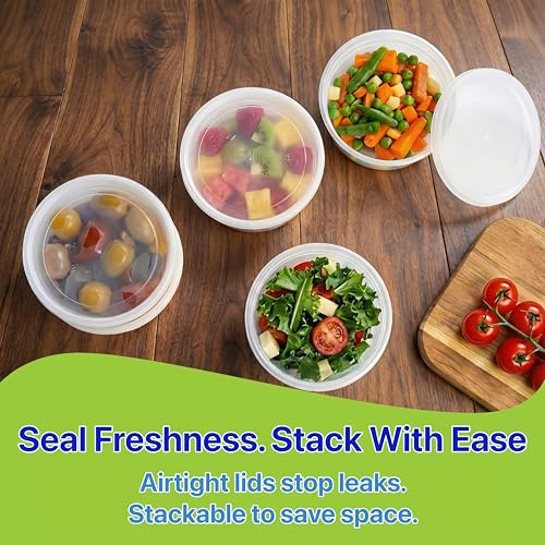 8 oz BPA-Free Plastic Food Storage Containers - 10 Set, Leakproof & Stackable