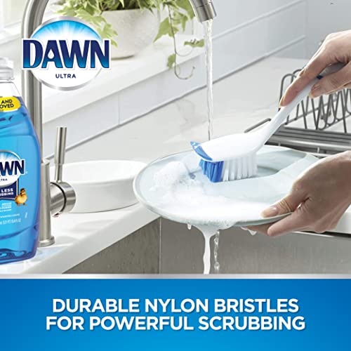 Dawn Dish Brush with Ergonomic Handle and Built-in Scraper, Soft Nylon