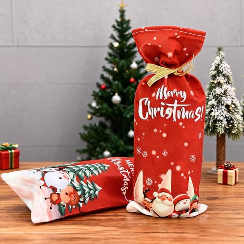 Yahpetes Christmas Wine Bottle Bags - 2 Pack Santa & Snowman