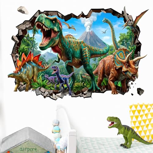 TRAMIN 3D Dinosaur Wall Stickers - Large Peel & Stick Kids Room Decor
