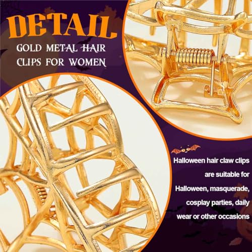 BARTOSI Halloween Spider Web Metal Hair Claw Clips 3-Pack Gothic Hair Accessories