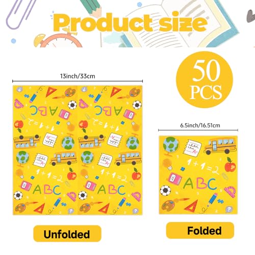 50pcs Back to School Paper Napkins 6.5in Disposable Lunch Party Supplies