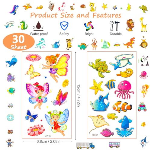 Habett Kids Temporary Tattoos - 300+ Mixed Styles Party Favors