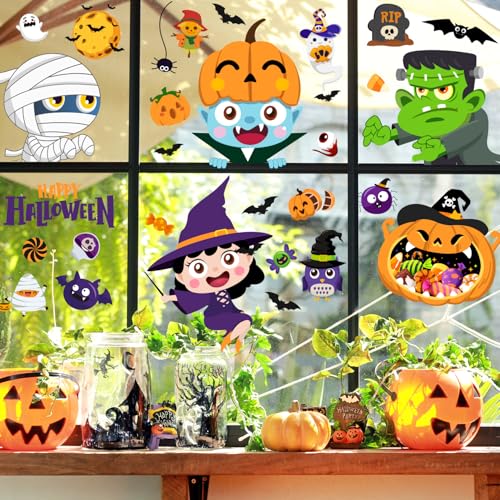 IMISHM Halloween Window Clings - 6 Pack Double-Sided Static PVC Decals