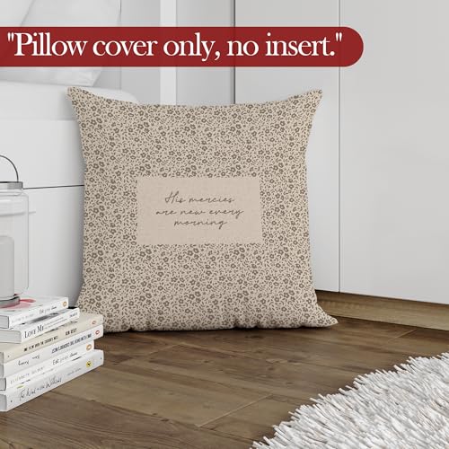 LRyeisahh Boho Floral Christian Throw Pillow Cover - Neutral Flower Religious Bible Verse 18x18, Variation 3