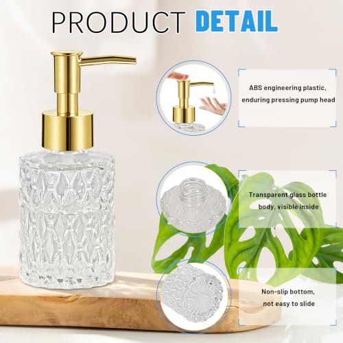 Transparent Glass Soap Dispenser with Gold Pump - 168ml