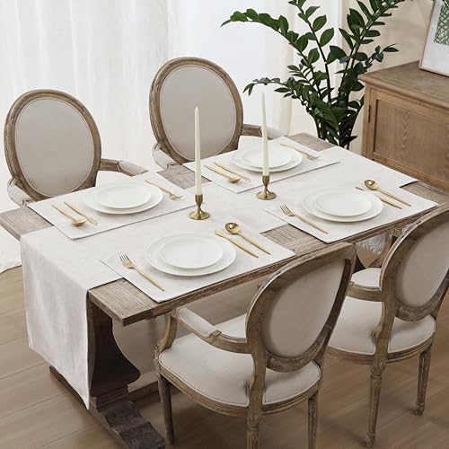 Laura Ashley Dothan Luxury Linen Blend Tablecloth for Formal Dining, Holiday, Wedding or Party, 16" x 90" Runner, Taupe