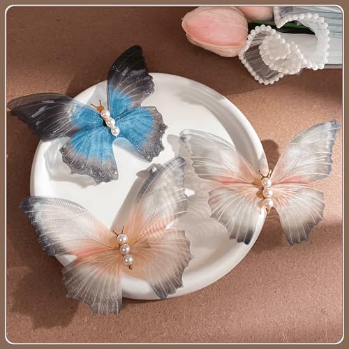 Grey Butterfly Hair Clips Non-Slip Duckbill Hair Accessories 2 Pack