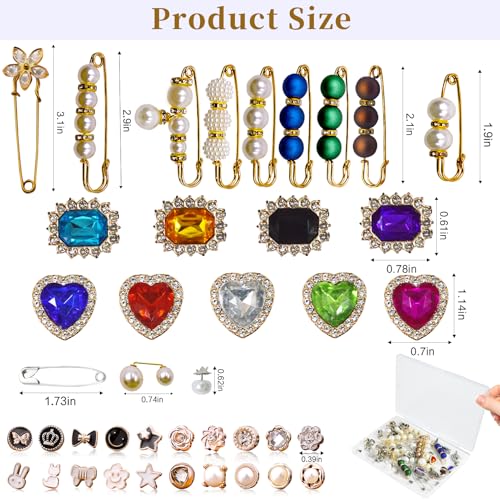 68-Piece Junk Sock Charms Kit - Gold Brooches & Pins for Women