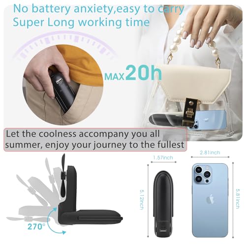 Digibond Mini Handheld Fan - Foldable 3000mAh Rechargeable, Black