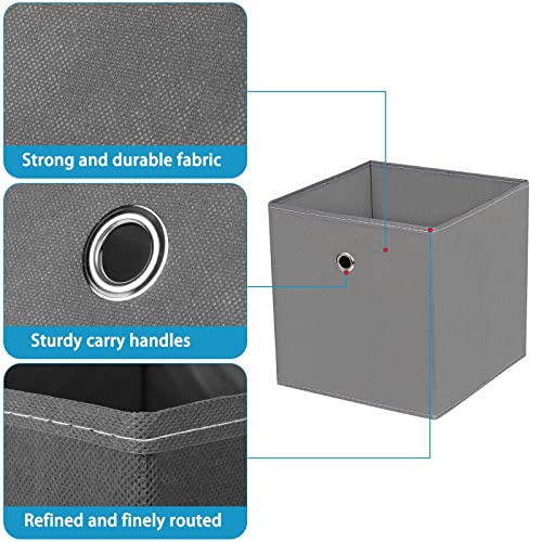 DABEACT Grey Fabric Storage Cubes - 11" Foldable Bins, Set of 3