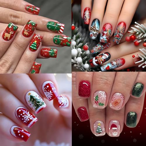 Christmas Nail Art Stickers 9 Sheets 3D Self-Adhesive Holiday Decals