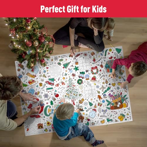 Christmas Coloring Tablecloth for Kids - 40 x 28 Inch Fun Activity