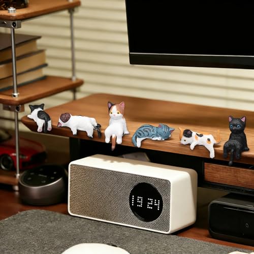 Kiofs 12-Piece Mini Cat Figurine Set for Car & Desk Decor
