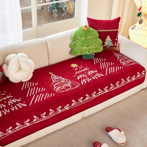 Christmas Couch Cover for Pets - Washable Sofa Protector for Dogs & Cats, 35x83 Inches, Red - Variation 1PCS 35"x83"